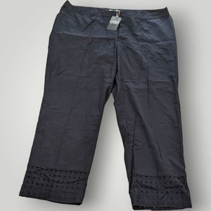 NWT Monroe & Main Women's 20W Navy Blue Straight Leg 100% Cotton Dress Pants